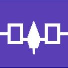 White leaf and geometric design on purple background