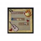 A collage featuring a guitar and fire