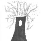 Hand-drawn tree in black on white