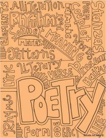 typographic collage on orange background