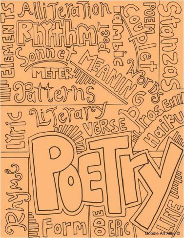 typographic collage on orange background