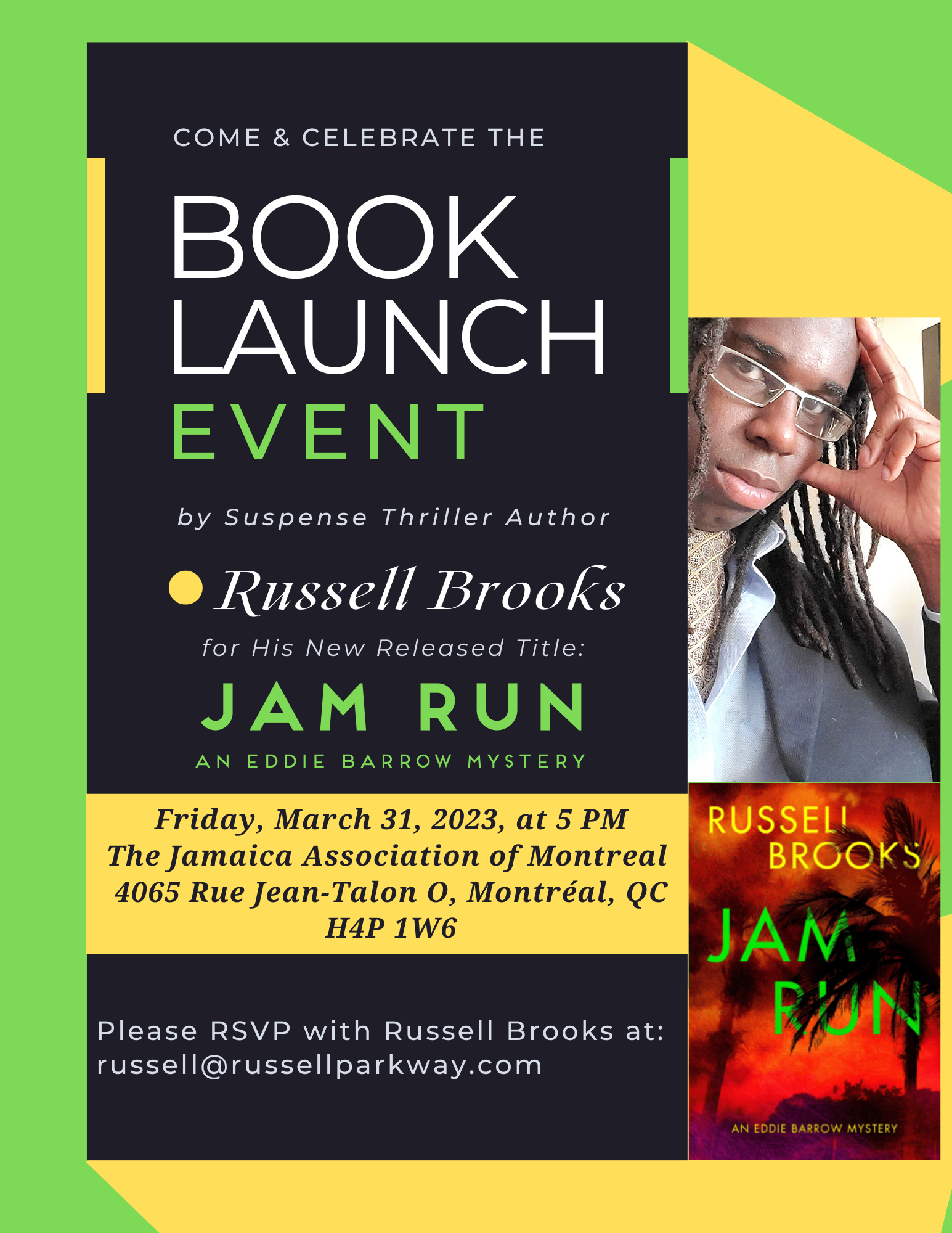 Crime thriller inspired by true event: Jam Run by Russell Brooks- book launch March 31 (Int’l Transgender Day of Visibility)