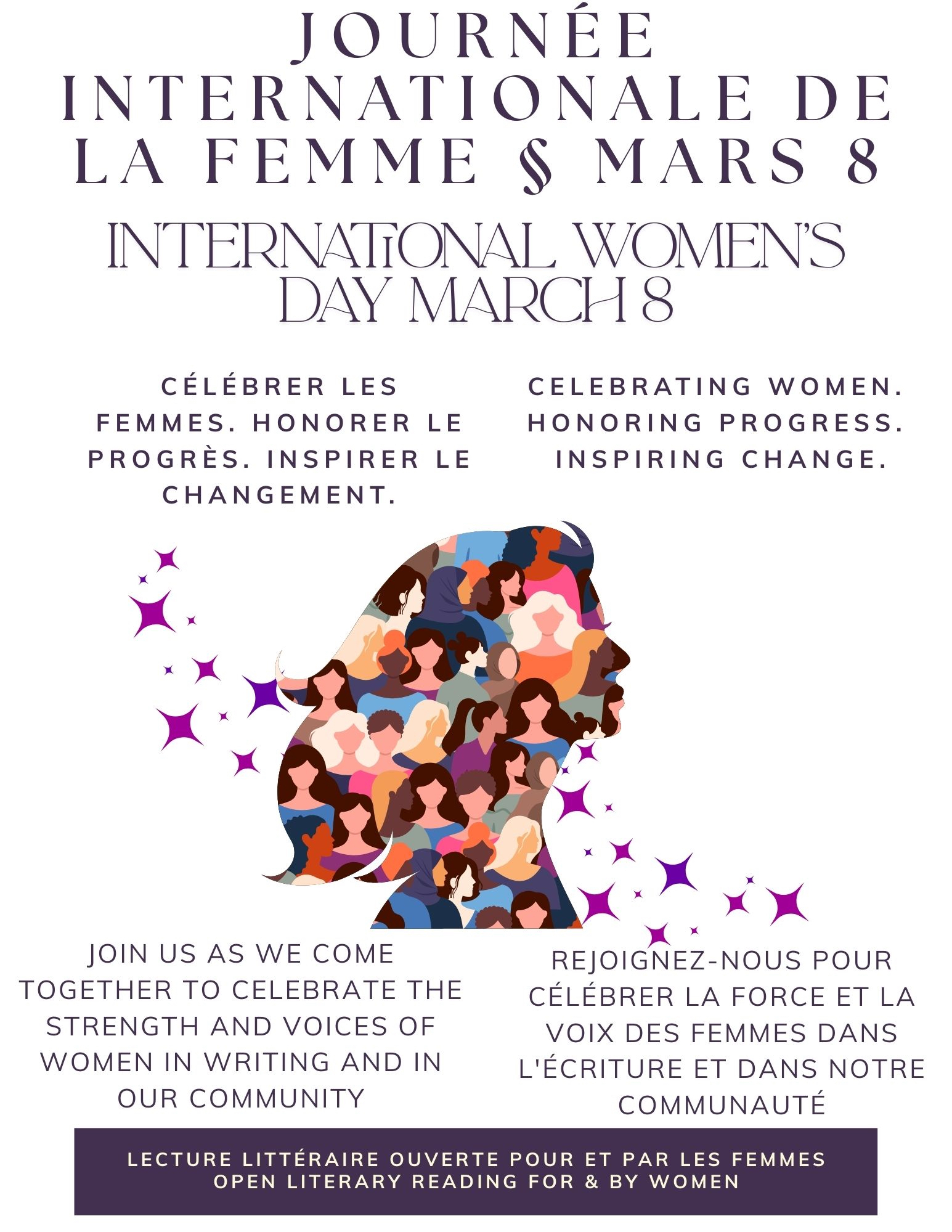 White and Purple Elegant International Women’s Day Event Flyer – 1